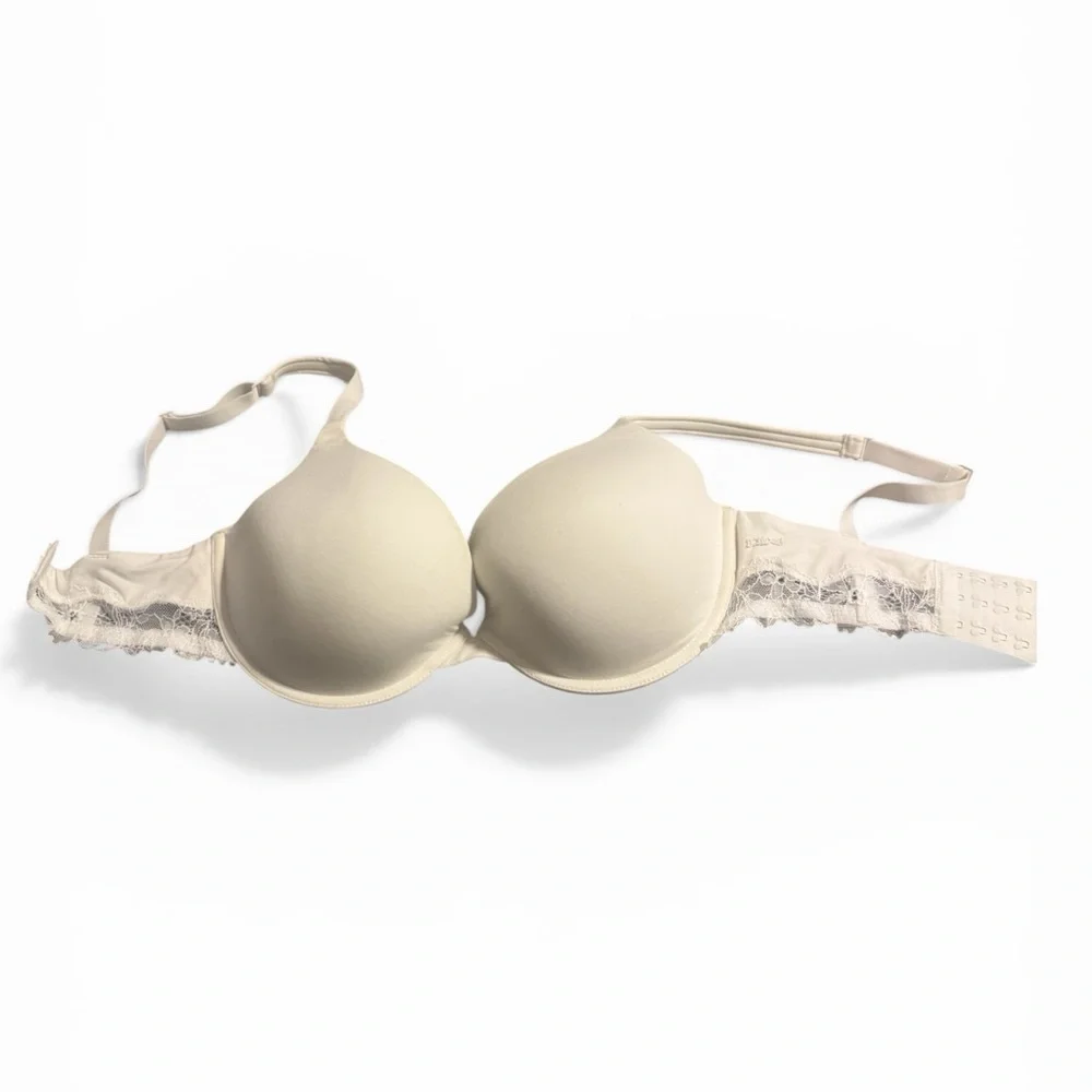 Cotton Lace Lightly Lined Plunge Bra | Marble | Skims - Picture 4 of 10